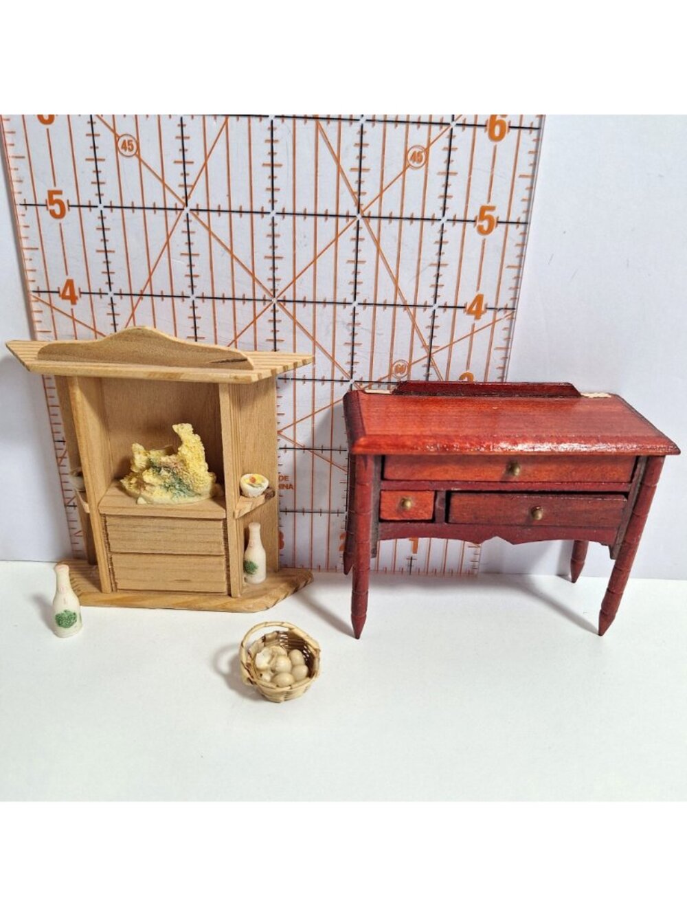 Wooden Dollhouse Furniture Chairs Clock Vintage Lot A Few Need Repairs - Picture 13 of 13